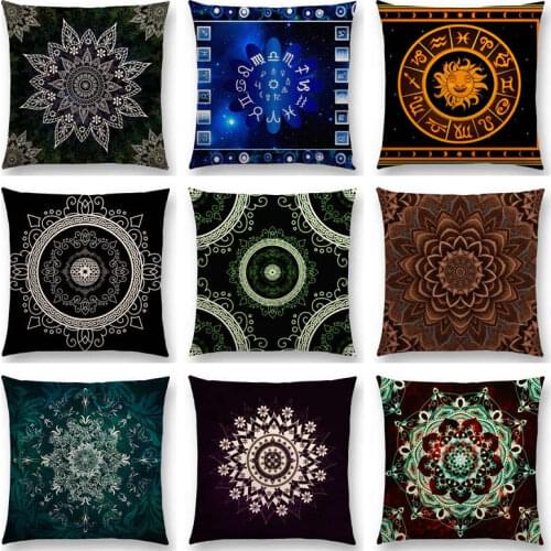 Dreamy Emerald Spirit Flower Soul Mandala Elegant Flourish Floral Pattern Design Retro Beautiful Cushion Cover Sofa Pillow Case