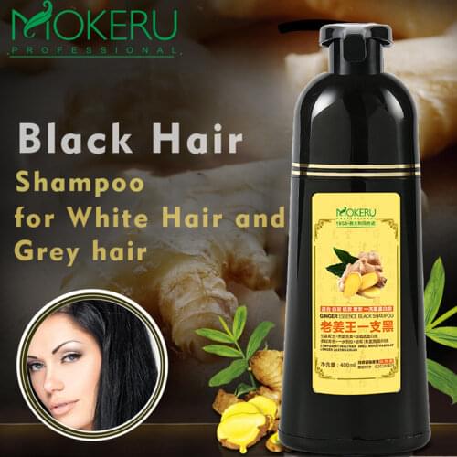 500ml Natural ginger king hair dye shampoo easy to use harmless long lasting black hair herb anti-white hair