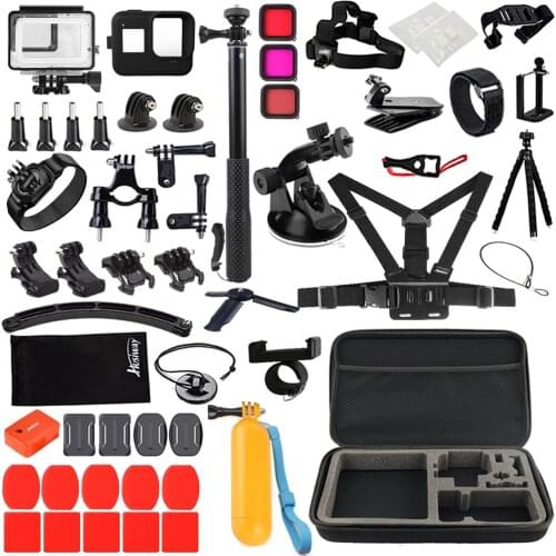 Husiway Accessories Kit for Gopro Hero 8 7 6 5 Black Waterproof Housing Silicone Case Screen Protector fit for Gopro8 Hero8 62D