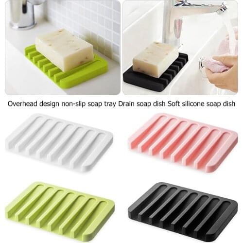 Overhead Design Soap Dish Silicone Drain Soap Holder Tray Soft Soapbox Organizer Closet Clothes Glass Mug Shelf Hanger