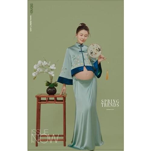 Pregnant womens photo clothing 2021 New Retro pregnant mothers cheongsam photo studio dress fashion classical art photo clothi