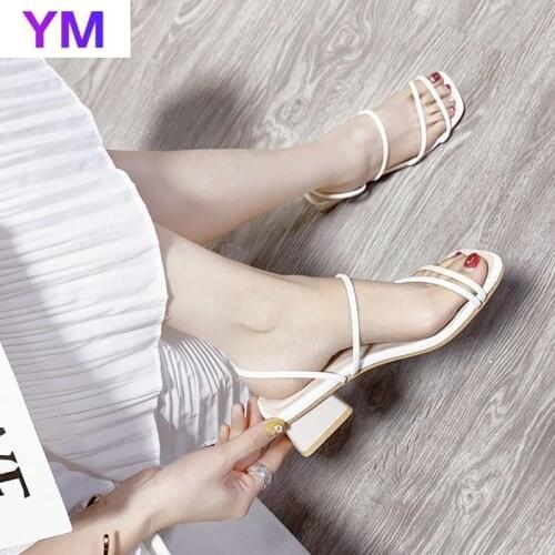 Square Toe Solid Women Square High Heels Shoes 2021 Fashion Slip-on Toe Sandals Non-slip Thick Heel Zapatos De Mu Sandals Women