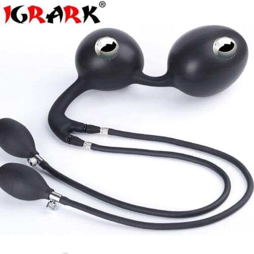 Huge Inflatable Anal Plug Prostate Massager Large Dildo Vagina Anus Dilator Butt Beads With Metal Ball Sex Toy For Men Women Gay