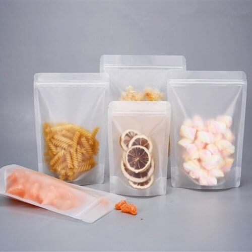 Wholesale Stand up Matt Plastic Ziplock Packaging Bag Doypack Food Grade Forsted PE Plastic Coffee Fruit Powder Storage Bags