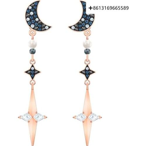 The Original Reproduction 1:1 New Star And Moon Ear Hanging 100% Pure Silver Free Postage