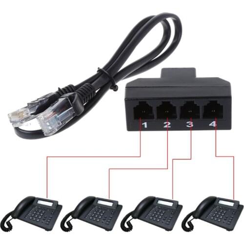 RJ11 6P4C Female To 4 Ethernet RJ45 8P8C Male F/M Adapter Converter Cable Phone T3LB