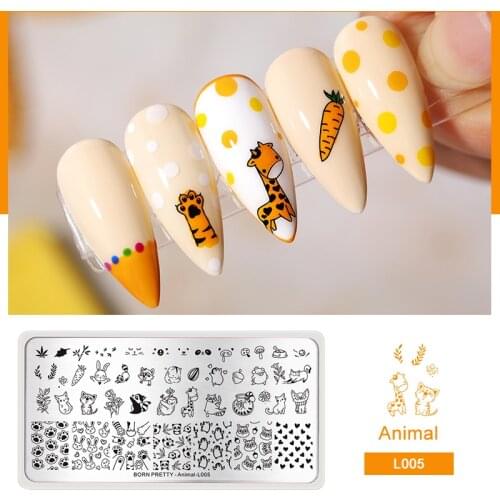 BORN PRETTY Animal Design Stamping Plates Natural Texture Nail Stamping Template DIY Image Art Printing Nail Stencil Tool