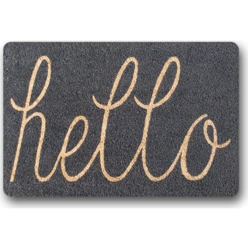Doormat Hello Anti-Slip Indoor Outdoor Entrance Floor Door Mat Rubber Backing, 23.6(L) x 15.7(W), 6mm Thickness