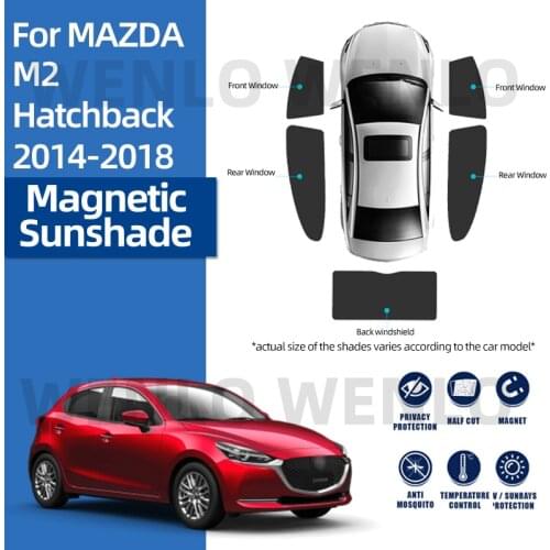 For Mazda M2 Hatchback 2014-2018 Magnetic Mesh Car Sun Shades Visor Front Window Sunshade Windshield Curtain Windscreen Covers