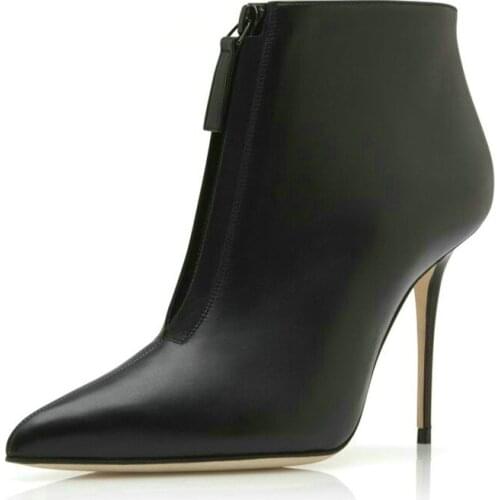 Shoes for women pointed toe large size 46/47 womens super high stiletto front zipper winter boots woman shoes high heels sexy