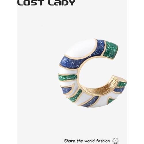 Lost Lady Fashion Colorful Ear Cuffs for Women Bohemian Female Trendy Clips On Ears No Pierced Statement Jewelry 2021