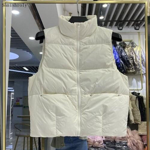 Women Light 90% White Duck Down Waistcoat Casual Stand Collar Sleeveless Tank Vest Jakcet Ladies Autumn Winter Coat Short Tops