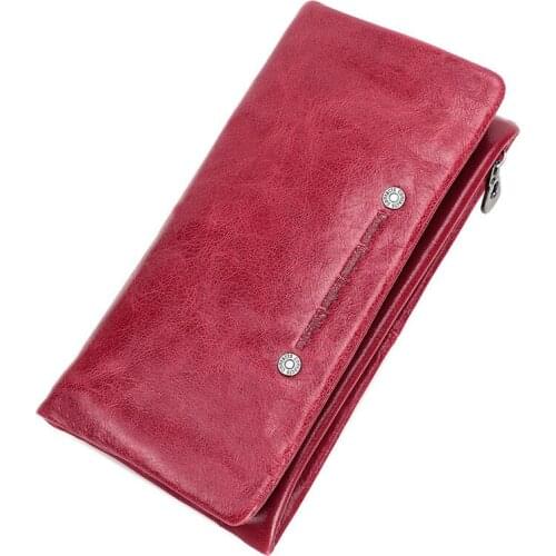 Women Long Wallet Handbag Card Holder Coin Purse Color Solid Female Phone Wallets Fashion Money Bag Top Quality Genuine Leather