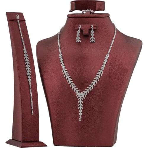 Women Silver Set with Zircon Stone New Trendy Clear Crystal Elegant Design Famale Wedding Jewelry Made in Turkey