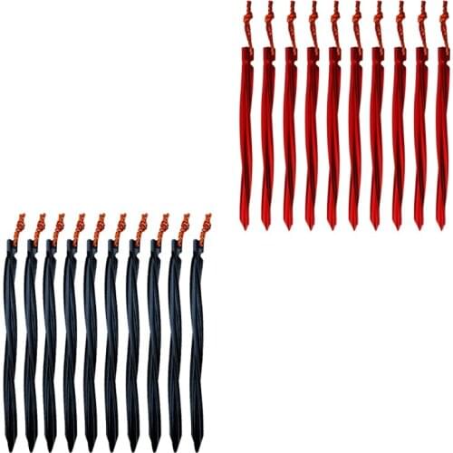 77JE 10Pcs 25cm Heavy Duty Aluminum Alloy Tent Pegs Camping Garden Stakes Ground Nail