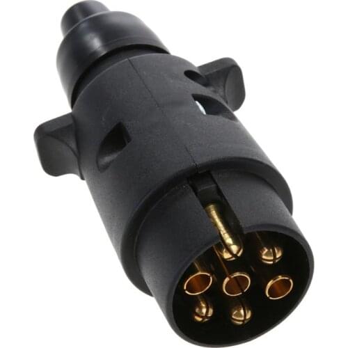 12V 7-Way Round Plastic RV Trailer Plug 7 Pin Plug Adapter Electrical Converter Round Socket Truck Trailer Connector