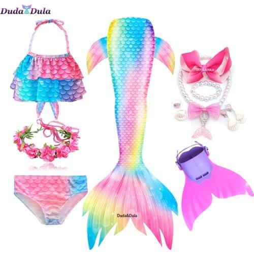 2021 Arrival Mermaid Tail Swimsuit for Kids Girls Holiday Dress Costume Halloween Dress up Beach Clothes Cosplay Bathing Suit