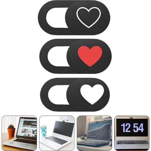 3PCS Heart Pattern Camera Cover Slide Blocker Tablet Camera Protection Cover