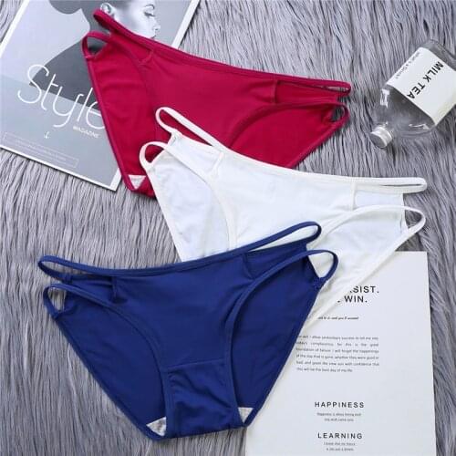 3 Pcs High Elastic Thin Belt Ice Silk Underwear Womens Cotton Crotch Antibacterial Briefs Low-waist Sexy Sports Panties