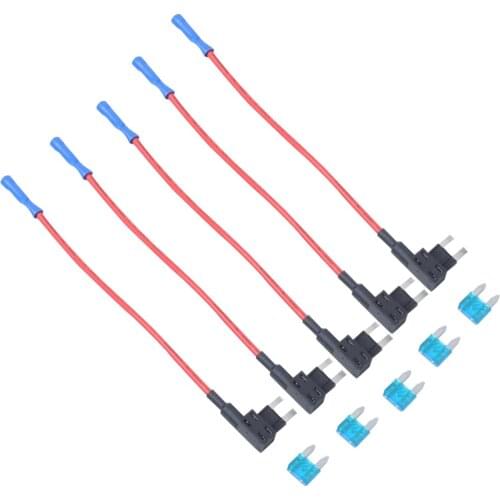 5 Pieces Car Small Size Blade Fuse 15A with Add-a-circuit Low Profile Taps