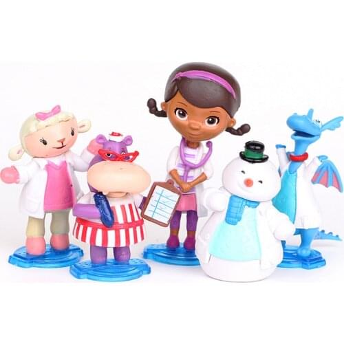 5pcs/lot Lambie Lamb Stuffy Dragon Chilly Snowman Hallie Hippo Figure Set Kids Toys Gifts