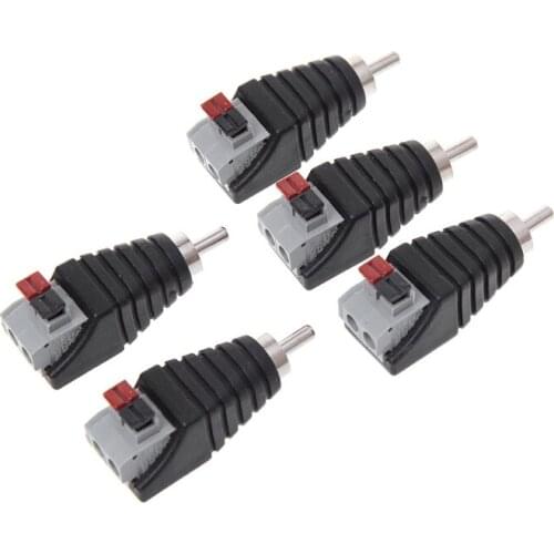 5 Pcs RCA Loudspeaker Cable Jack Cable Plug Male Plug Connector LED TV Adapter