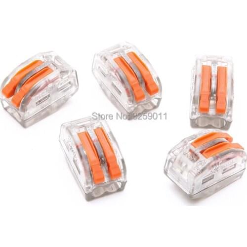 500PCS 22-18AWG PCT-212 222-412 Compact Splicing Connector Spring Lever Push Fit Cable 2 Wire Universal Connector transparent