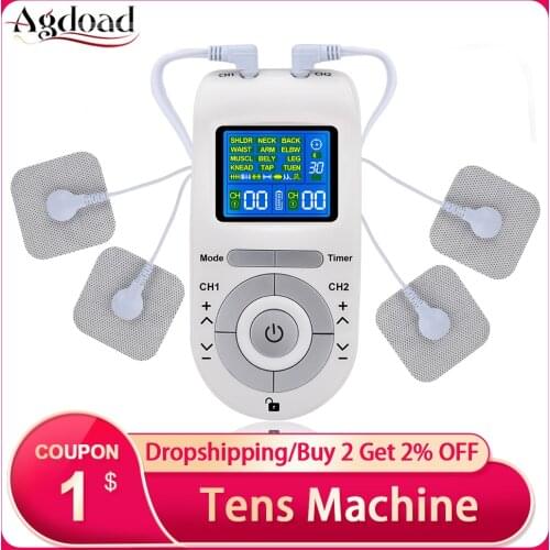 6/12/15 Modes Tens Machine Unit 4 Electrode Pads for Pain Relief Pulse Massage EMS Muscle Stimulation Tens Electroestimulador