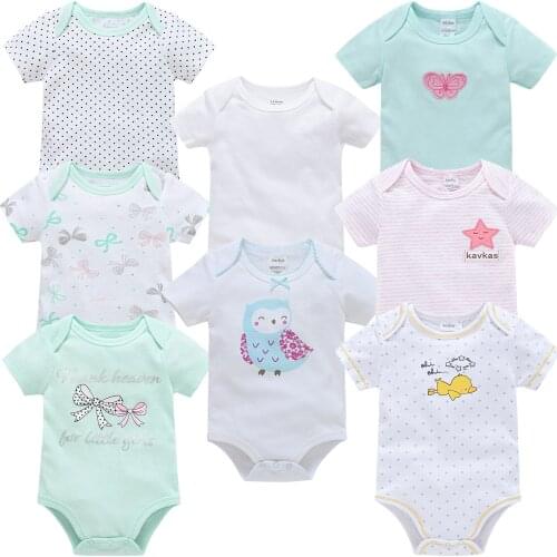 Honeyzone Bodys Bebe 8Pcs Baby Clothes Girl Vetement Bebe Fille Short Sleeve Newborn Baby Bodysuit Animal Flora Cute Baby Body