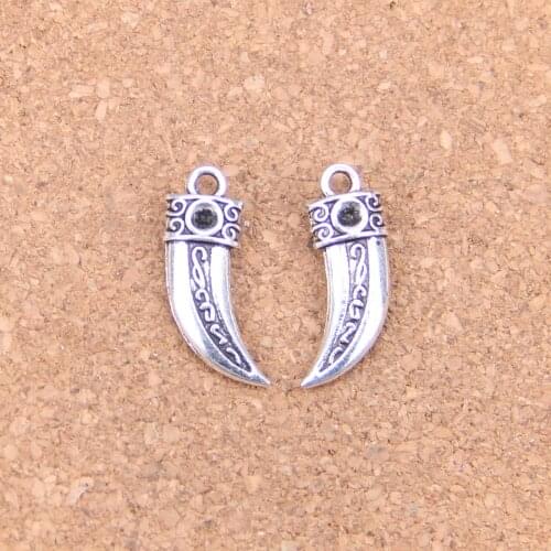 80pcs Charms wolf tooth 23x8mm Antique Pendants,Vintage Tibetan Silver Jewelry,DIY for bracelet necklace