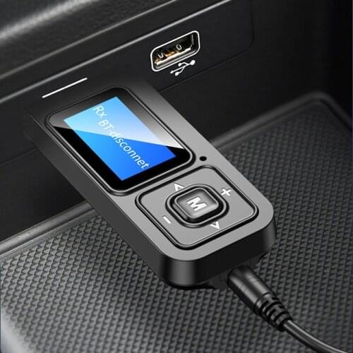 5.0 Bluetooth Adapter LCD Screen Wireless Audio Bluetooth Transmitter Receiver for PC TV Car 3.5mm AUX Music BT Audio Adapter