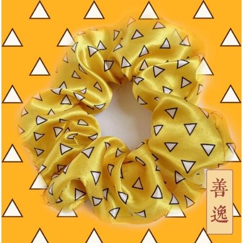Anime Demon Slayer Kimetsu No Yaiba Hair Rope Ladies Hair Tie Striped Lady Scrunchies Ponytail Hair Female Girl Holder Rope 2021