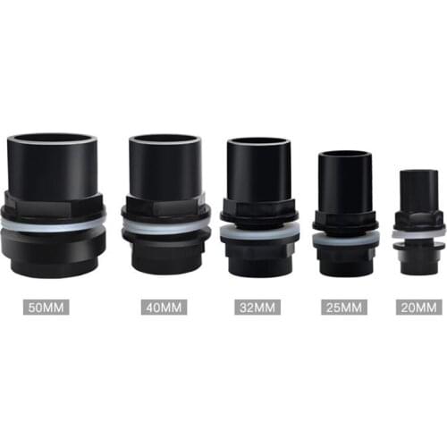 20/25/32/40/50mm Black Aquarium Connector PVC Waterproof Pipe Butt Fish Tank Straight Fitting Joint Fish Tank Tools Accessory