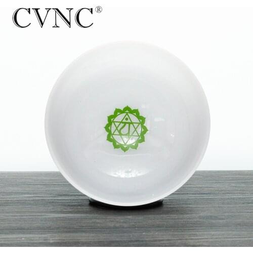CVNC 1pc 10" Note C D E F G A B any one Note Frosted Quartz Crystal Singing Bowl with Chakra Design