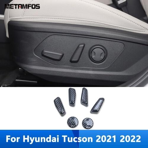 For Hyundai Tucson 2021 2022 Carbon Fiber Car Interior Seat Adjust Button Cover Trim Decoration Sticker Accessories Car Styling