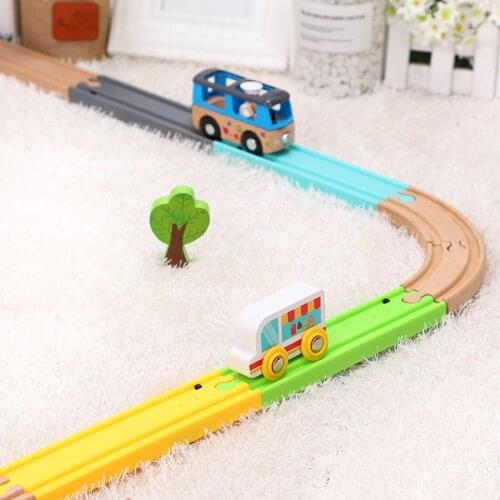 Small Train Track Accessories Childrens Train Toys Electric Sound Train Track Touch Mechanism Button Compatible with Wooden PE