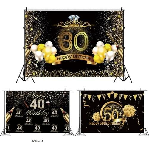 Happy Birthday Background Cloth Decor 30th 40th 50th Adult Birthday Party Decoration Custom Text 30 40 50 Years Anniversary