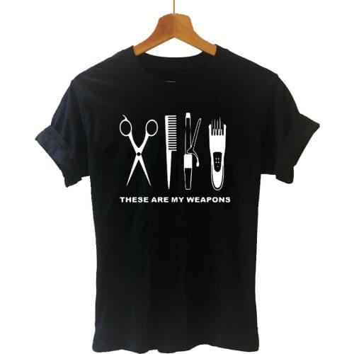 Barber Weapons T Shirt Women Short Sleeve O-Neck Cotton Heartbeat of Hairdresser T-shirt Girls Woman Scissors Clothing Tops
