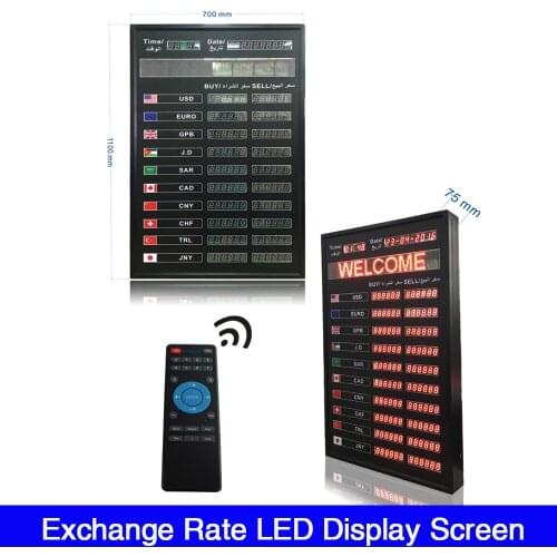 Hot Selling 1.0+F3.75 Red Digital Display LED Currenc financial Rate Electronic Foreign Screen IR remote control