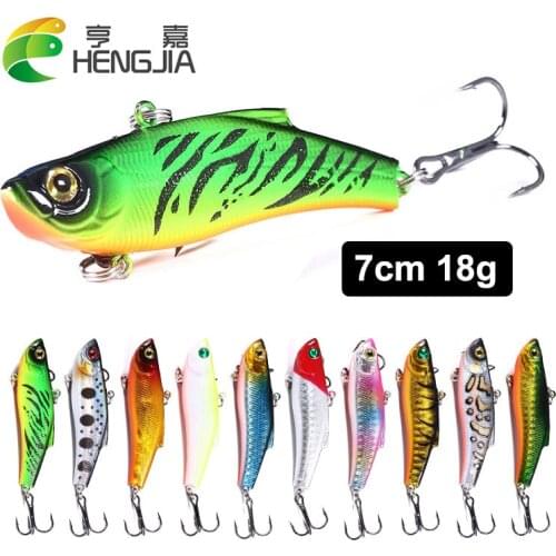 Hengjia 10pcs 7cm 18g Sinking VIB Fishing Wobbler Lipless Crankbait Kits Artificial Hard Bait for Bass Pike Carp