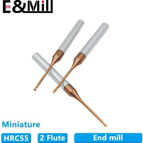 HRC55 2 flute micro-diameter milling cutter deep groove milling cutter tungsten steel flat head steel aluminum milling cutter