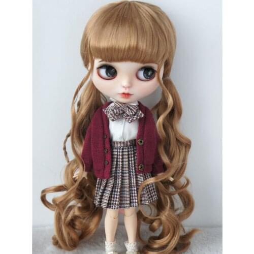JD337 Size 8-9inch,9-10inch and 10-11inch BJD synthetic mohair Pretty doll wigs Cute double long pony braid wigs