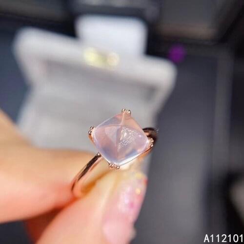 KJJEAXCMY fine jewelry S925 sterling silver inlaid natural Rose Quartz new girl luxury ring support test Chinese style