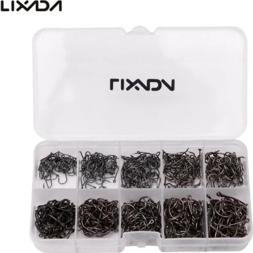 Lixada 600pcs/box mixed size #3~12 high carbon steel carp fishing hooks pack with/without hole with box Fishing Accessary
