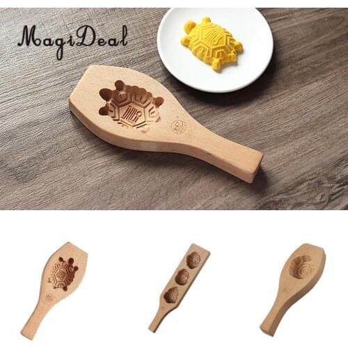 MagiDeal Wooden Baking Mold Blessing Cake Cookies Mould Mooncake Fondant Decor Handmade Muffin Wooden DIY Craft Homemade Tool