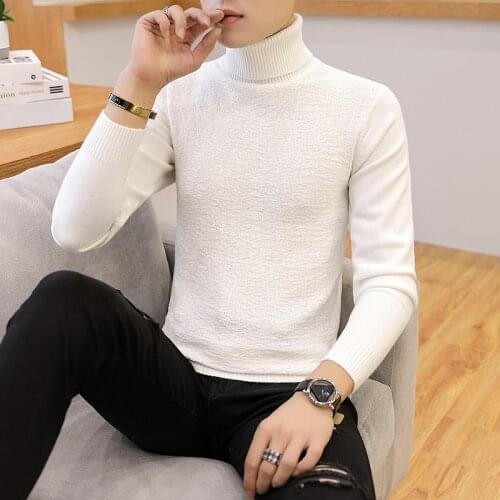 Mens Sweaters Casual Daily White Gray Black Wine Red Mens Turtleneck Body Type High Collar Sleeve Long Sleeve Winter Sweater Men