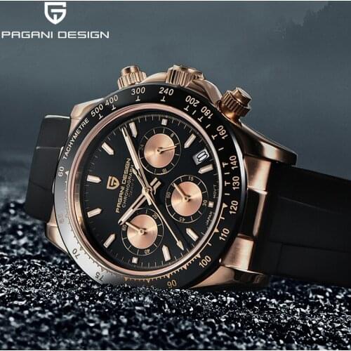 PAGANI DESIGN New Fashion silicone men wristwatches quartz multi-function sports men chronograph waterproof 100M Reloj hombres
