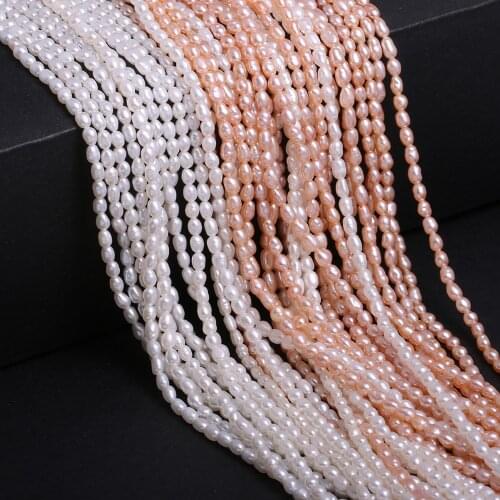Natural Pearl Rice Shape Loose Beads 2.5mm High Quality Pink White DIY Women Necklace Bracelet Jewelry