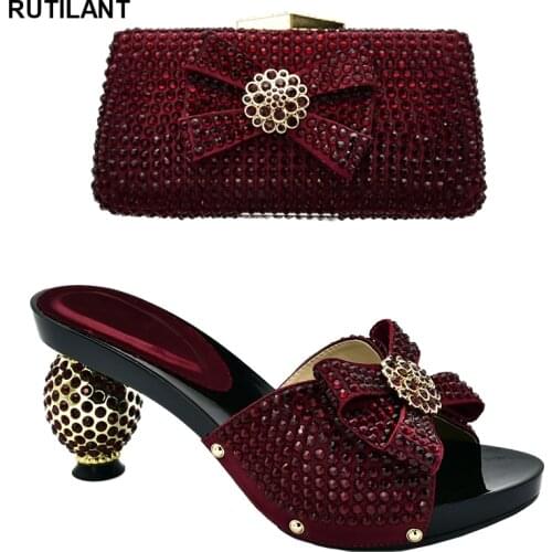 Latest Design Italian Shoes with Matching Bags Womens Dress Shoes Open Toe Ladies Sandals with Heels Nigerian Women Party Pumps