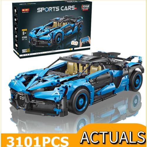New High-Tech Fire Star Blue Supercar Bugatied Racing Sports Car Model Building Blocks Bricks Toys Kids Birthday Gifts 42083